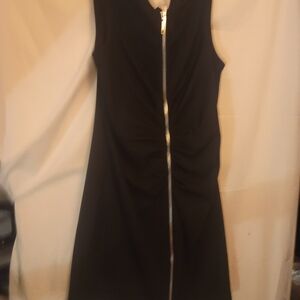 Aa Studio Black Sleeveless Midi Dress with Silver Zip